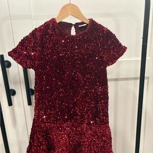 Zara Sparkling Red Sequin Kids Dress